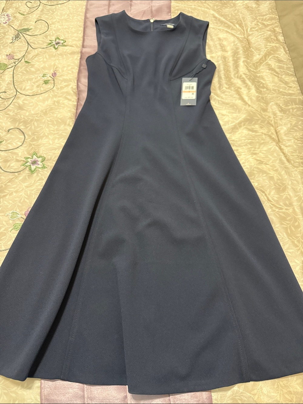 Tommy Hilfiger Navy Sleeveless Fit-and-Flare Midi Dress